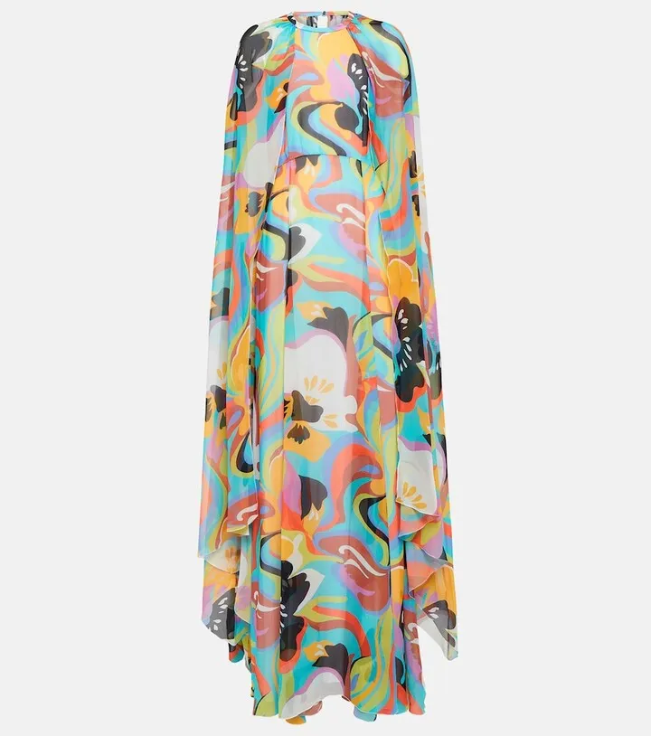 Printed silk gown