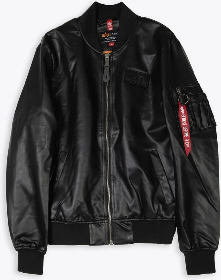 Ma-1 Vf Vegan Leather Black vegan leather bomber jacket - MA-1 vf vegan leather