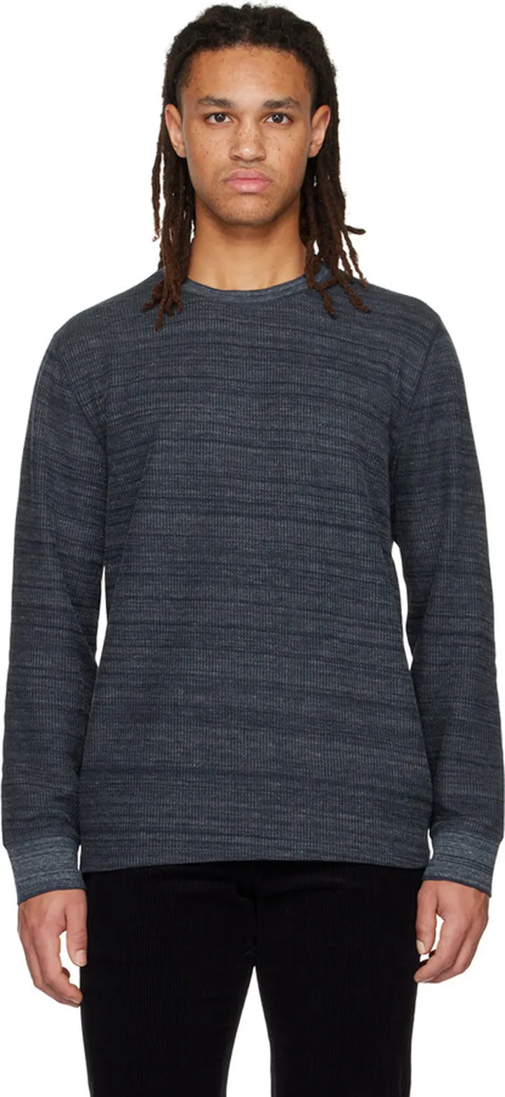 Vince Blue Thermal Long Sleeve T-Shirt