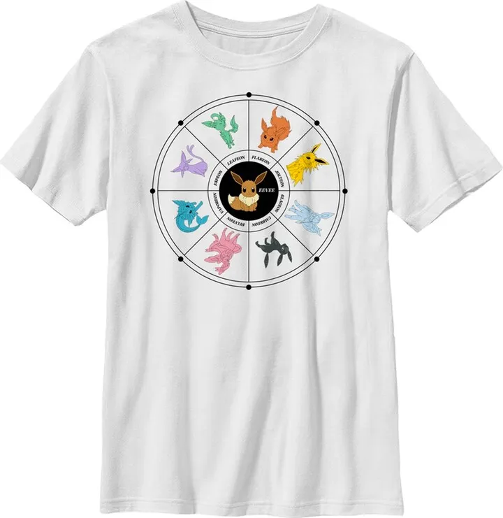 Boy's Pokemon Evolutions Wheel T-Shirt - White - X Small
