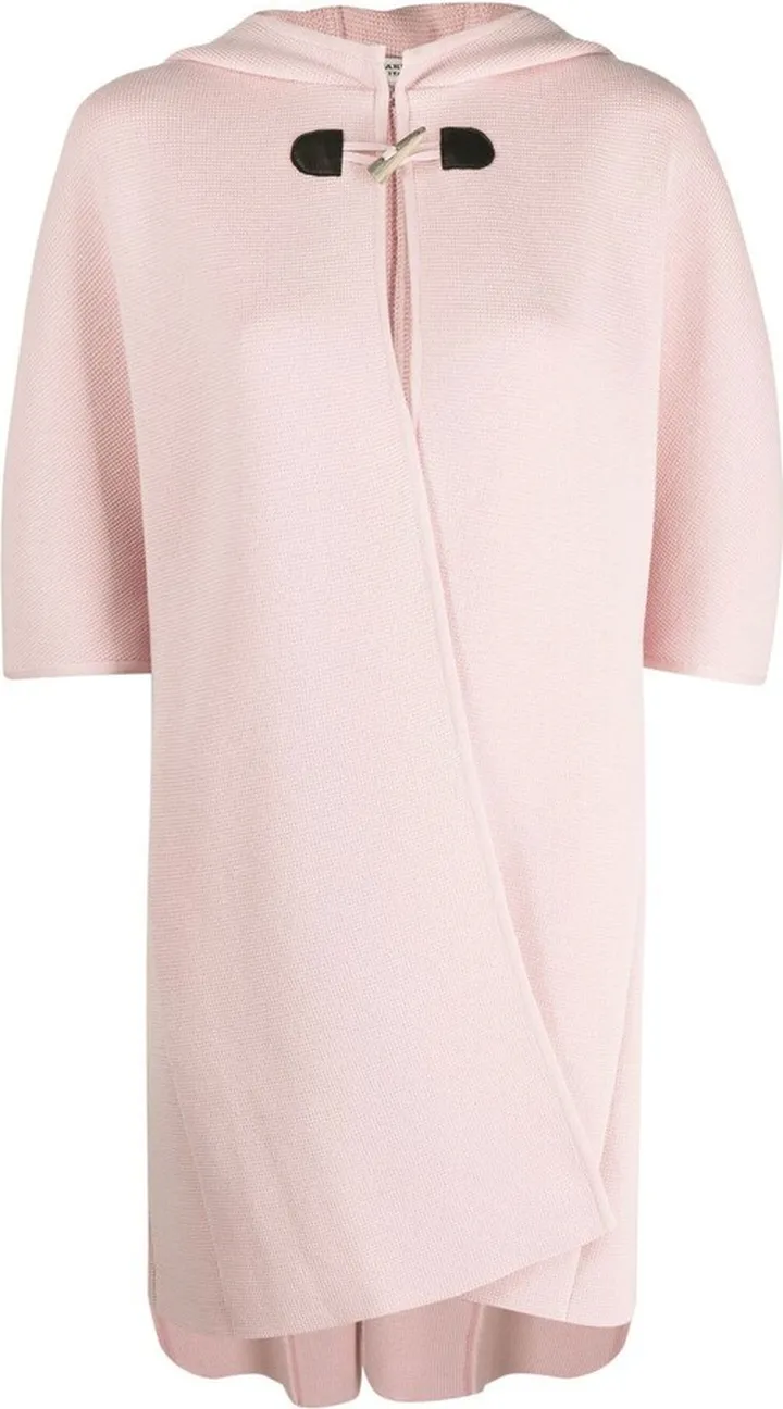 Knitted Toggle-Fastening Short-Sleeve Cape