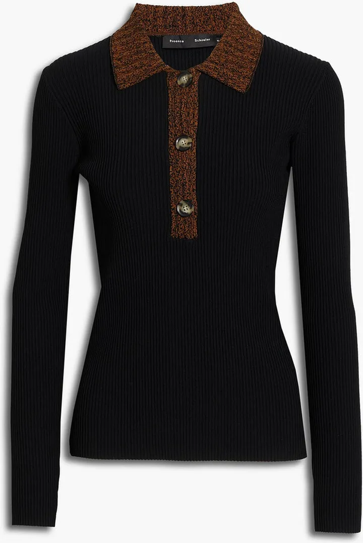 Ribbed-knit polo shirt