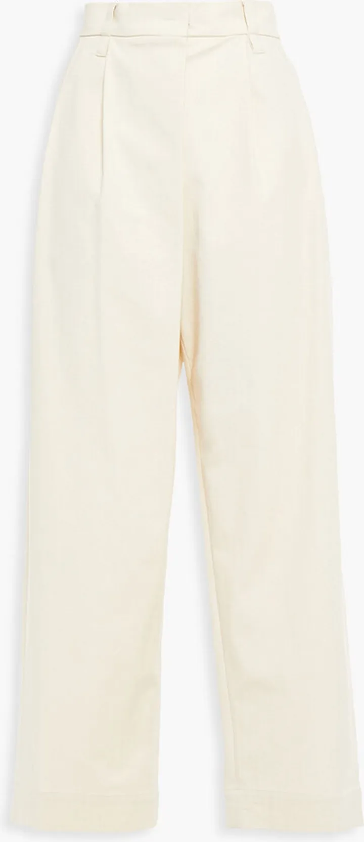 Cotton-blend twill wide-leg pants