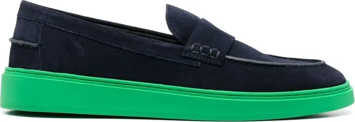 Contrasting-Sole Suede Loafers