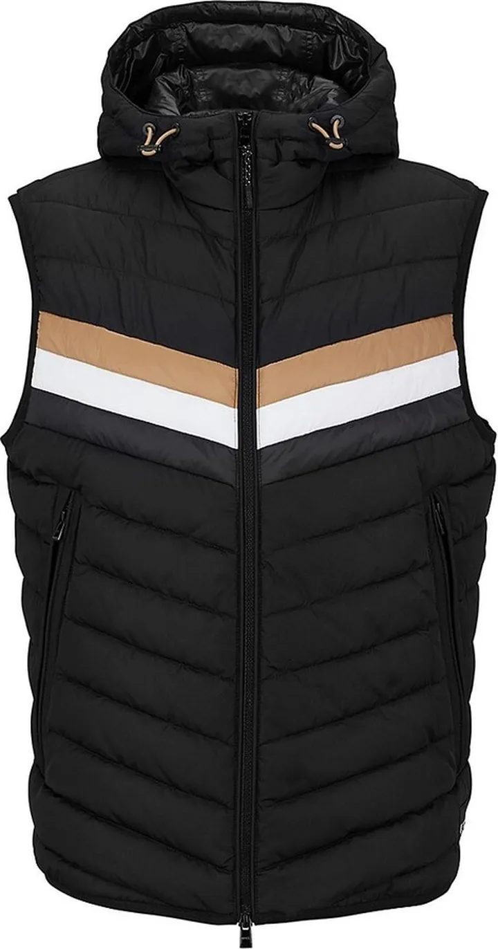 Water Repellent Hooded Gilet With Signature Stripe