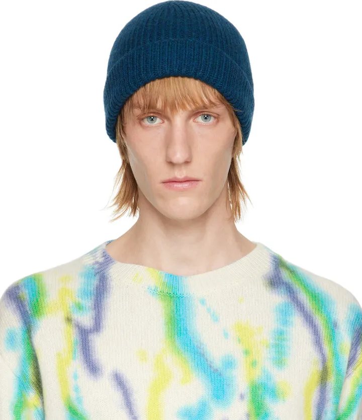 The Elder Statesman Blue Fisherman Beanie