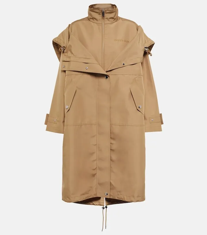 Hooded technical raincoat