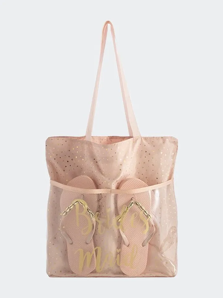 Shiraleah Bridesmaid Tote And Flip-Flop Set - Pink