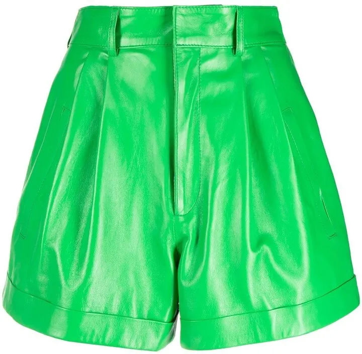 High-Waisted Leather Shorts