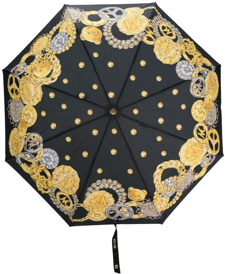 Logo-Print Panelled Umbrella