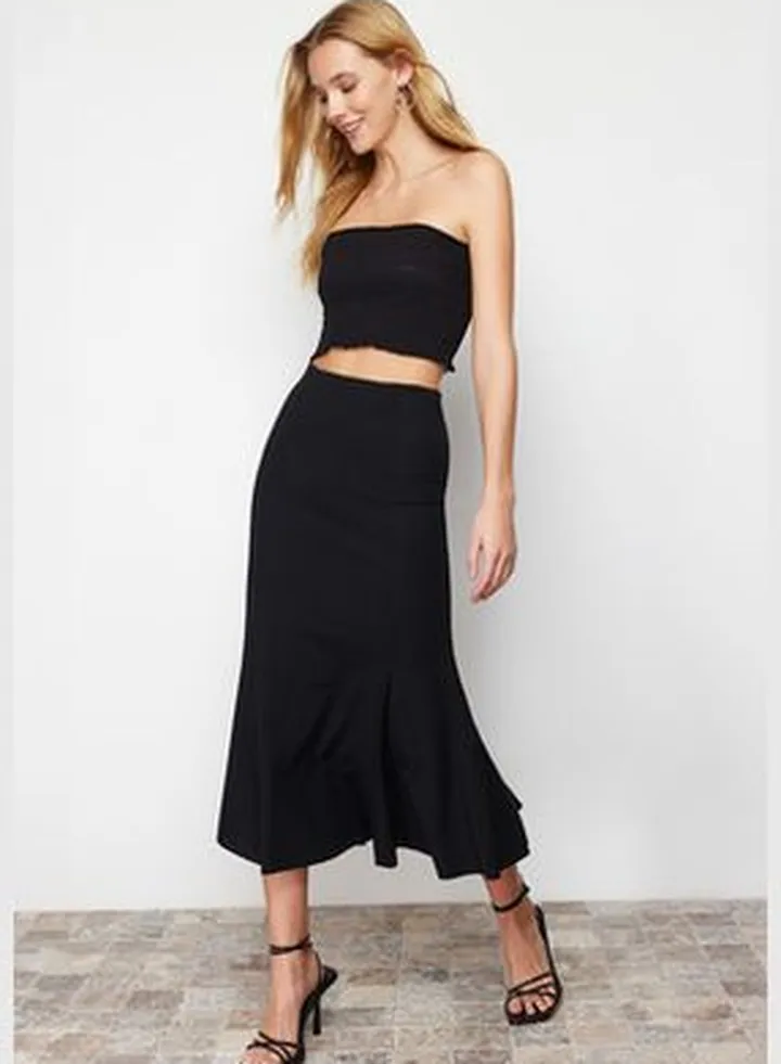 Black Midi Pleated Skirt