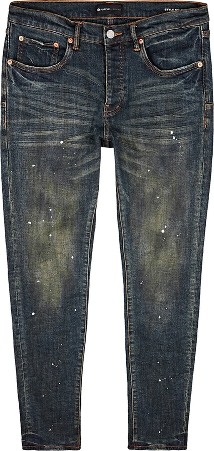 Purple Distressed Slim-leg Jeans