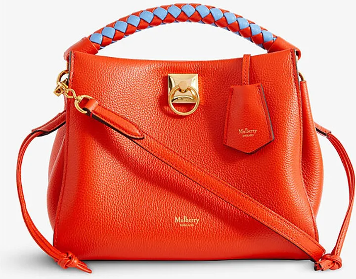 Womens Coral Orange Iris Leather Shoulder bag