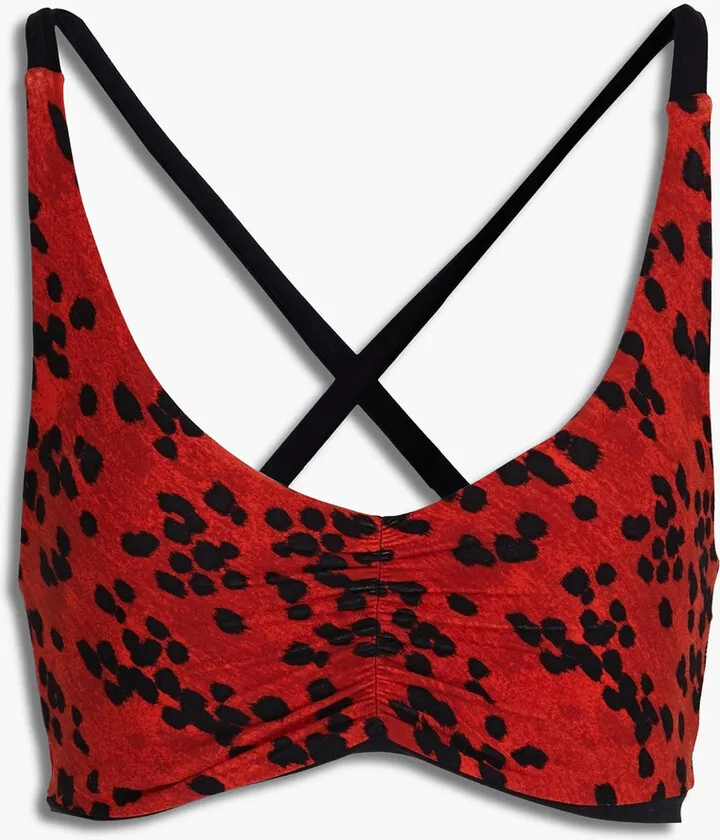 Bruna Airweight ruched leopard-print stretch sports bra