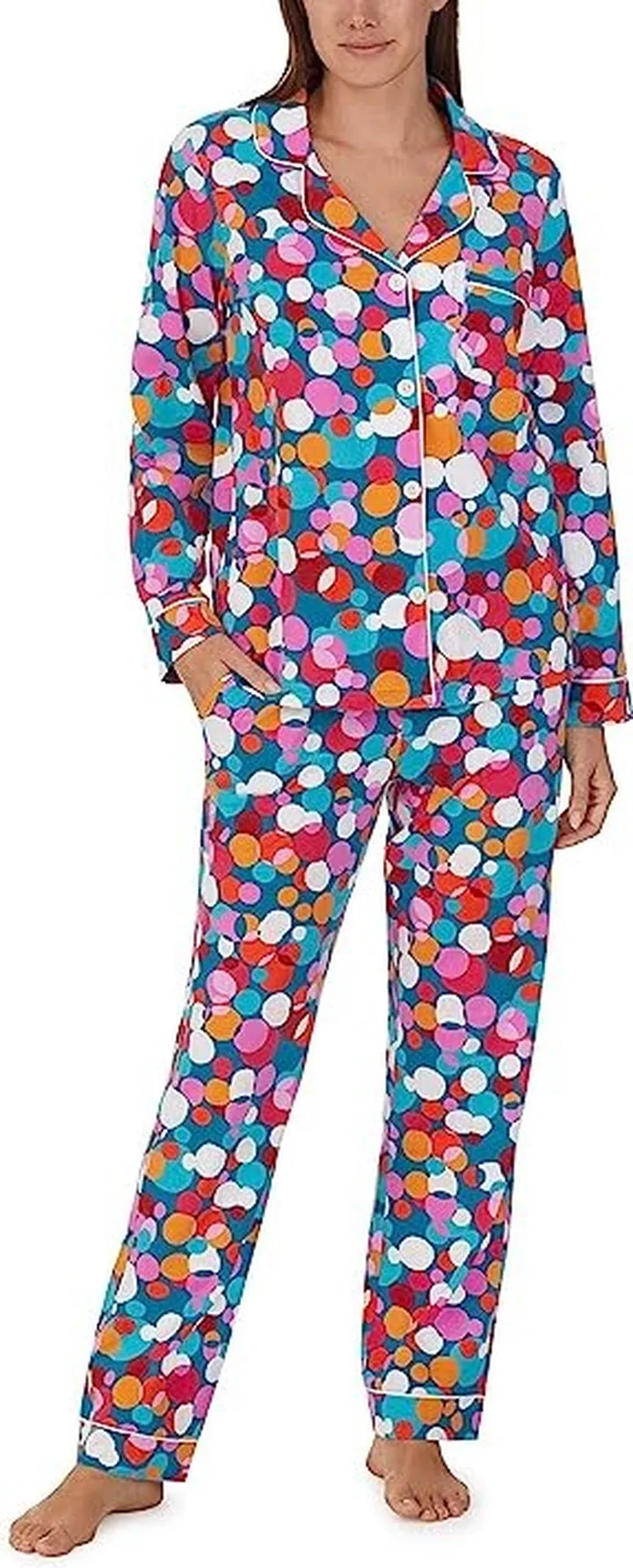 Bedhead PJs Trina Turk Organic Cotton Classic PJ Set (Teal Bubble Dots) Women's Pajama Sets