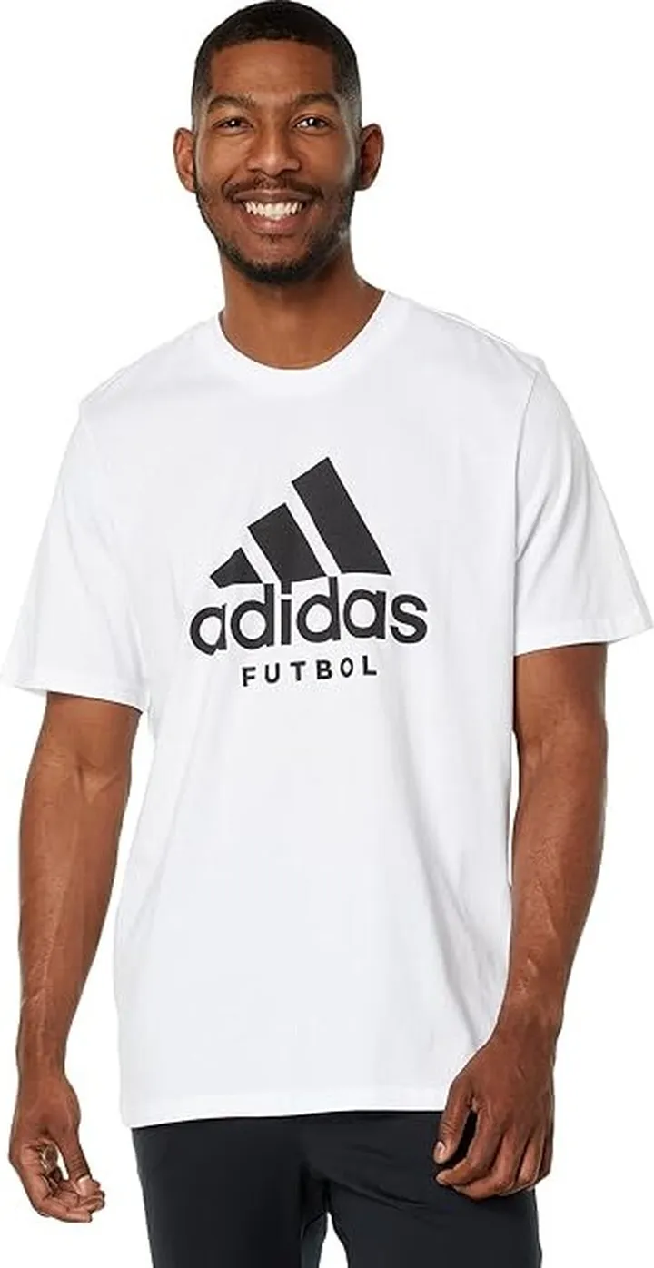 adidas Futbol Logo Tee (White) Men's Clothing