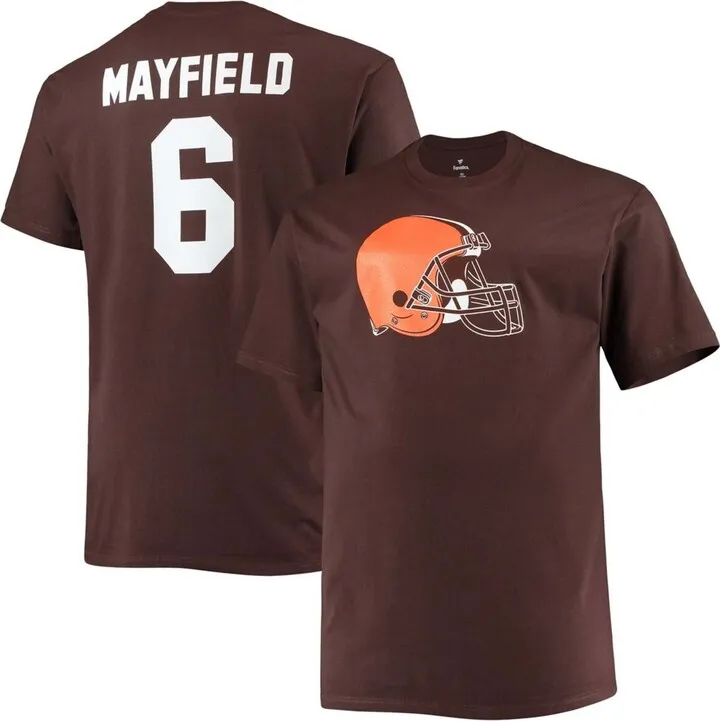 Men's Big and Tall Baker Mayfield Brown Cleveland Browns Player Name Number T-shirt
