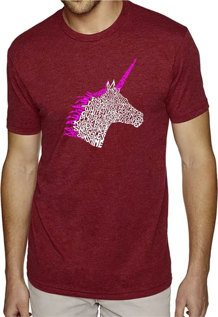 La Pop Art Men's Premium Word Art T-Shirt - Unicorn