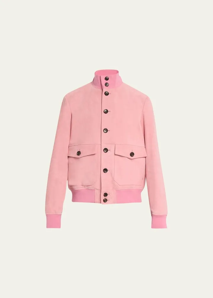 Men's Suede Bomber Jacket