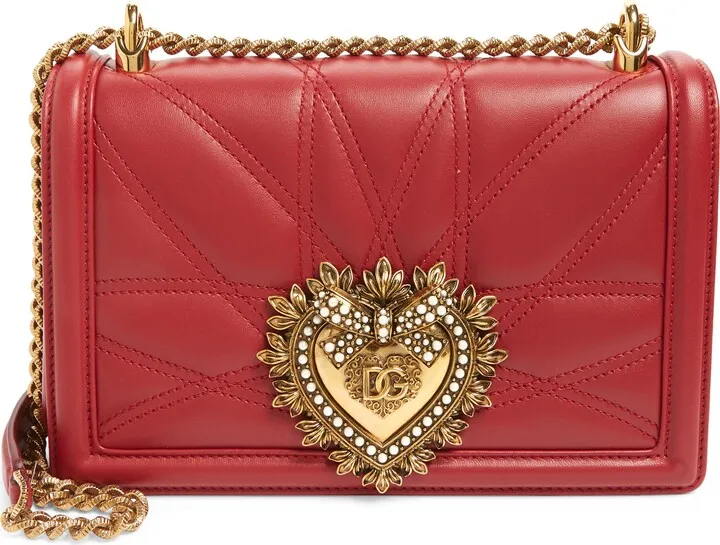 Devotion Logo Heart Lambskin Crossbody Bag