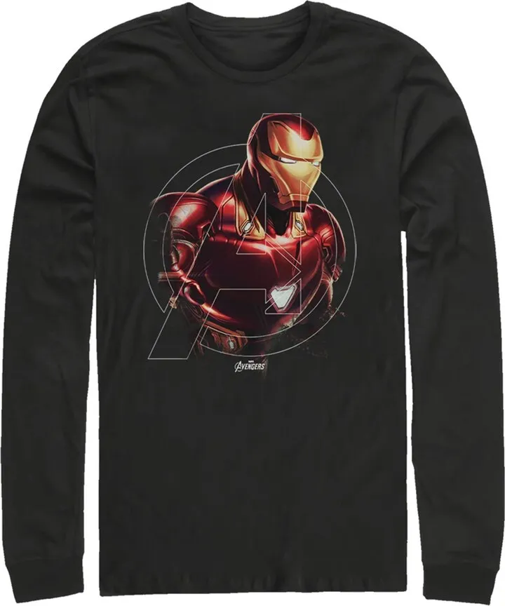 Men's Marvel Avengers: Endgame Iron Man Portrait Long Sleeve Shirt - Black - Large