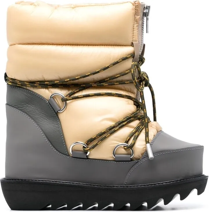 Padded-Panel Lace-Up Boots