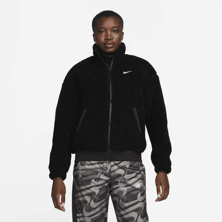 Women's Nike Sportswear Swoosh Plush Jacket in Black