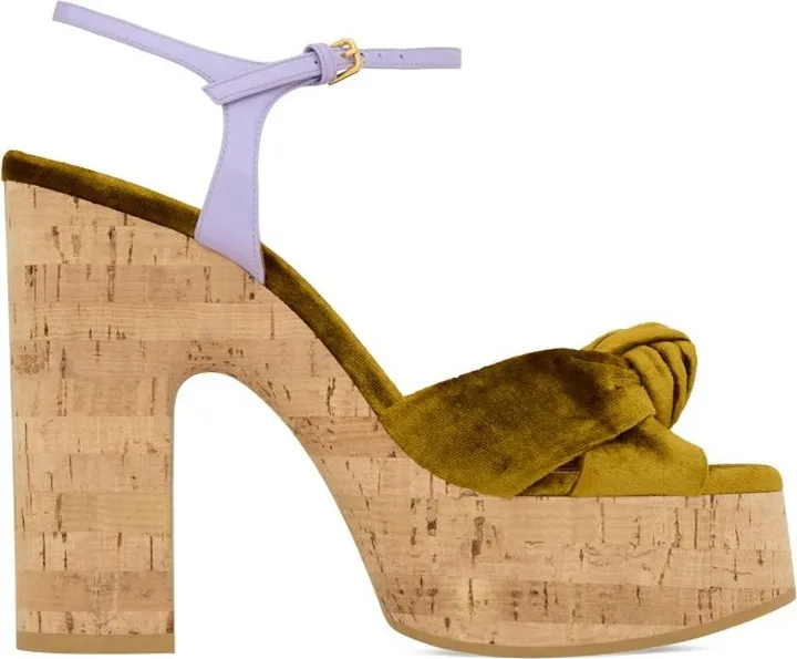 Saint Laurent Velvet Bianca Platform Sandals 85