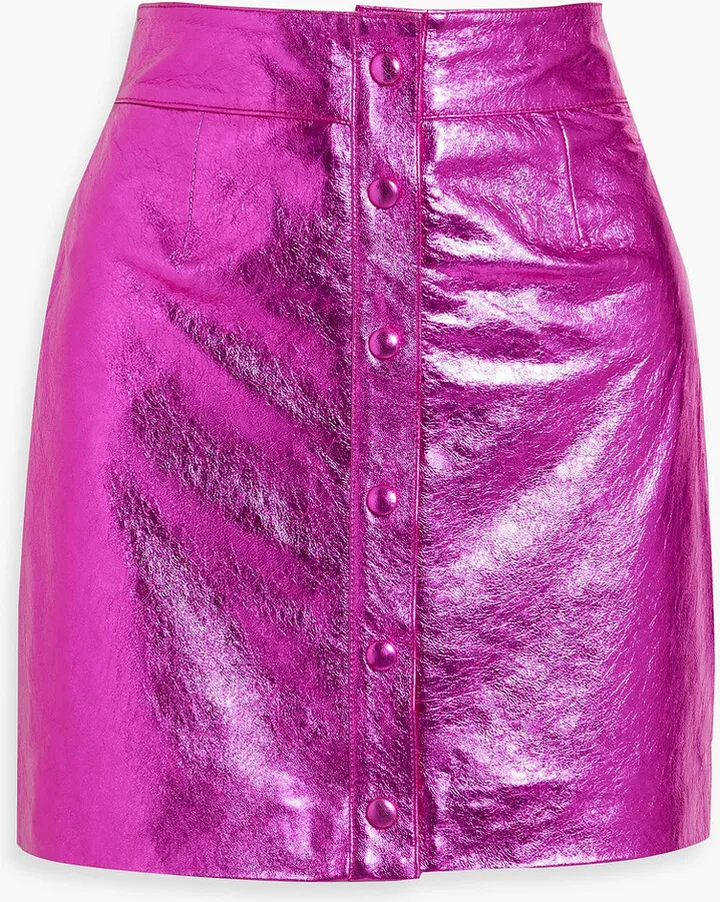 Amy metallic textured-leather mini skirt
