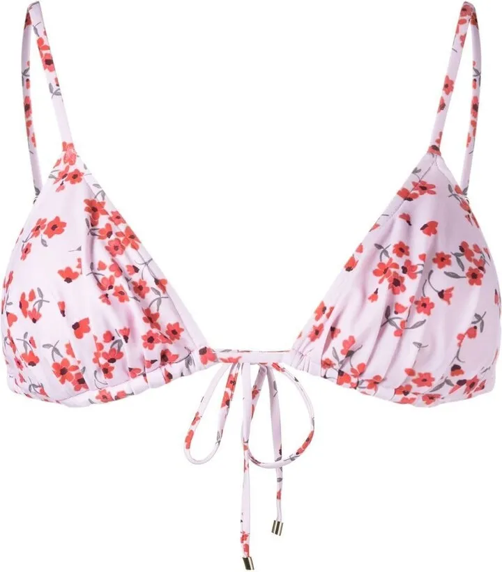 Floral-Print Bikini Top