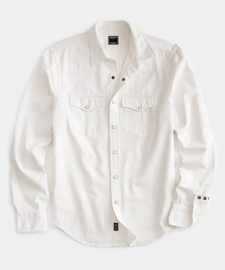 Cotton Twill Western Shirt In Bisque
