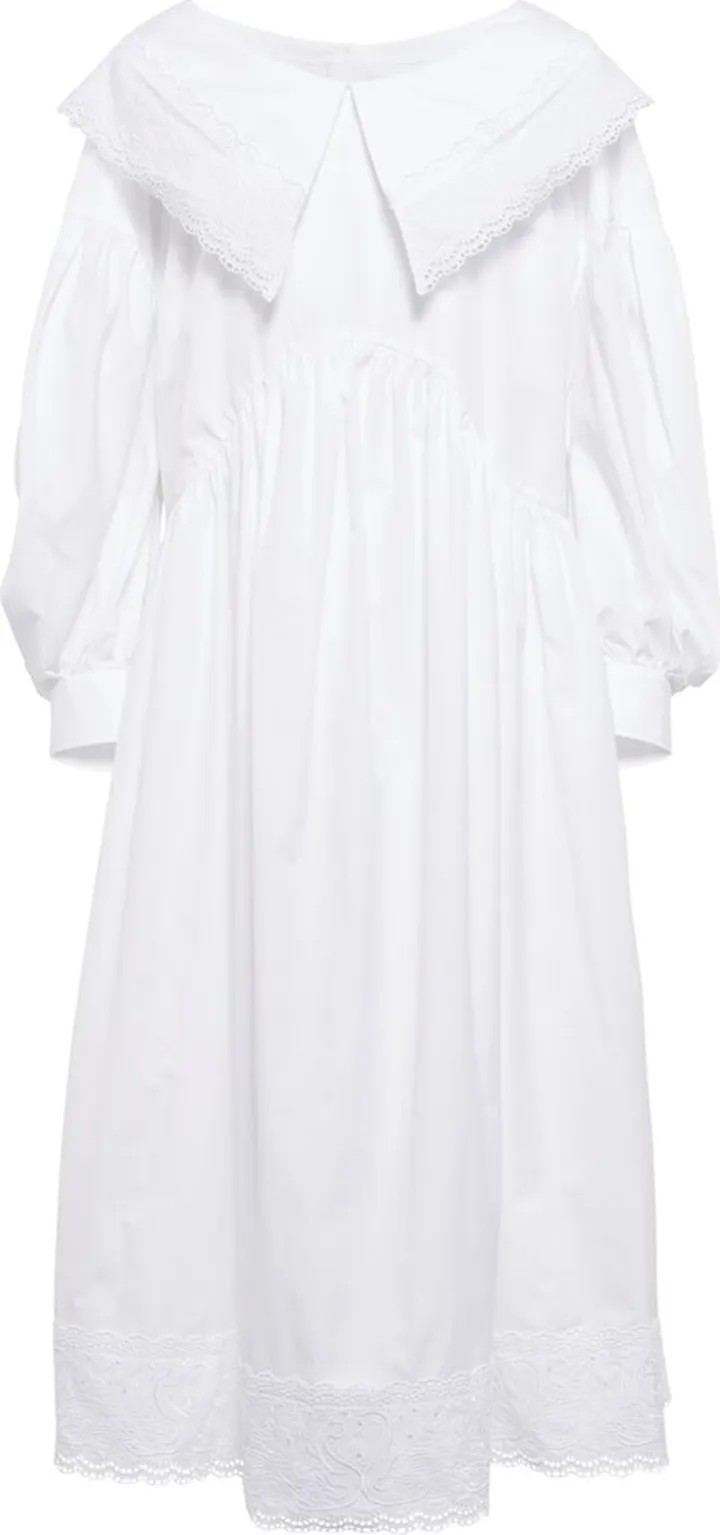 Lace-trimmed cotton dress