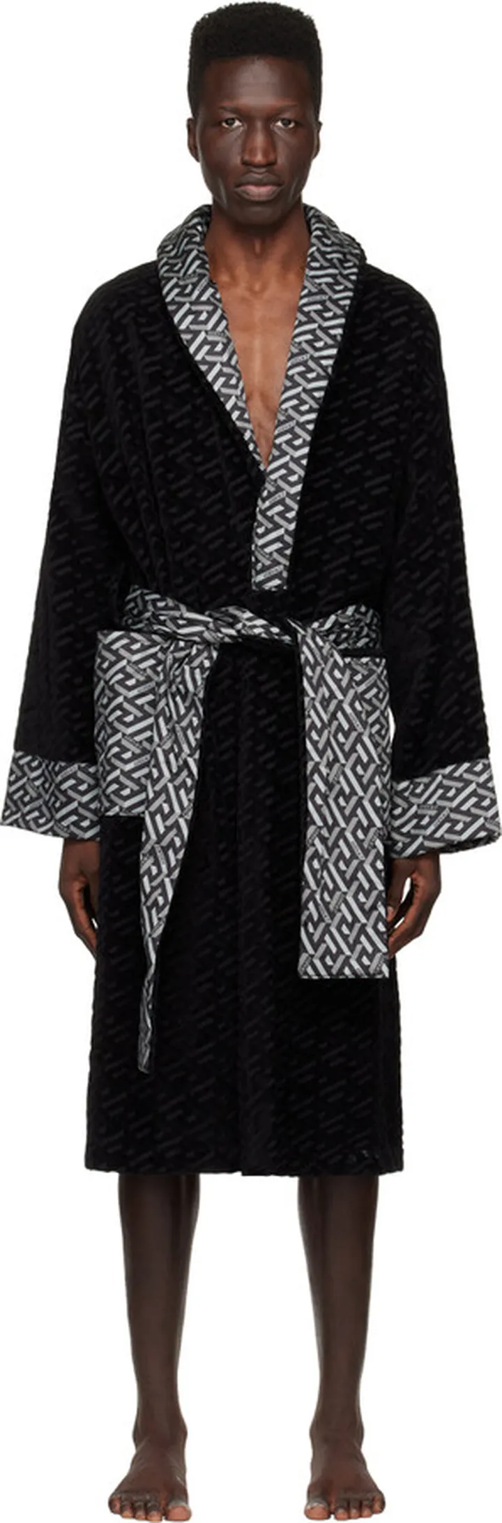 Versace Underwear Black 'La Greca' Robe