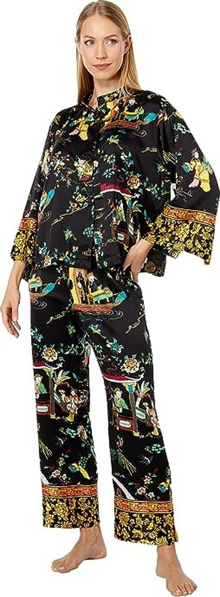 Natori Kana-Charm Mandarin PJ (Black Multi) Women's Pajama Sets