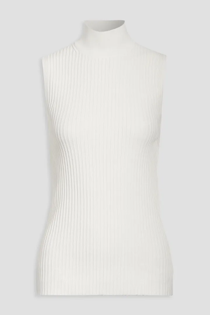 Ribbed-knit turtleneck top