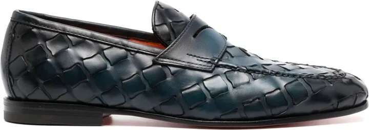 Interwoven-Design Almond-Toe Loafers