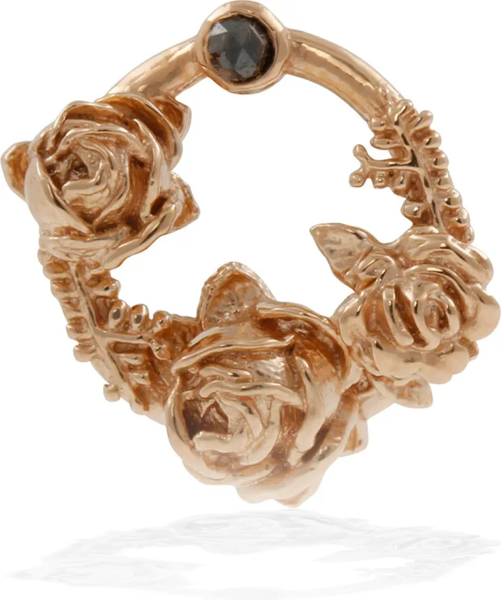 Lee Renee - Black Diamond Rose Halo Lapel Pin Rose Gold