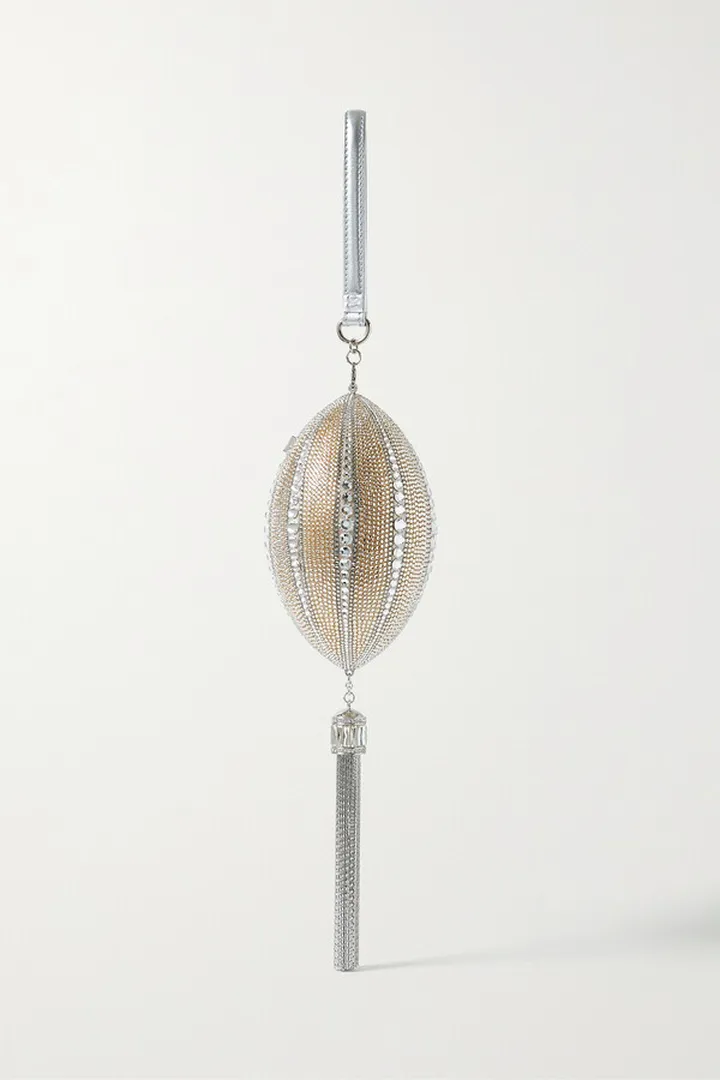 JUDITH LEIBER COUTURE - Oval Drop Crystal-embellished Silver-tone Clutch - Gold