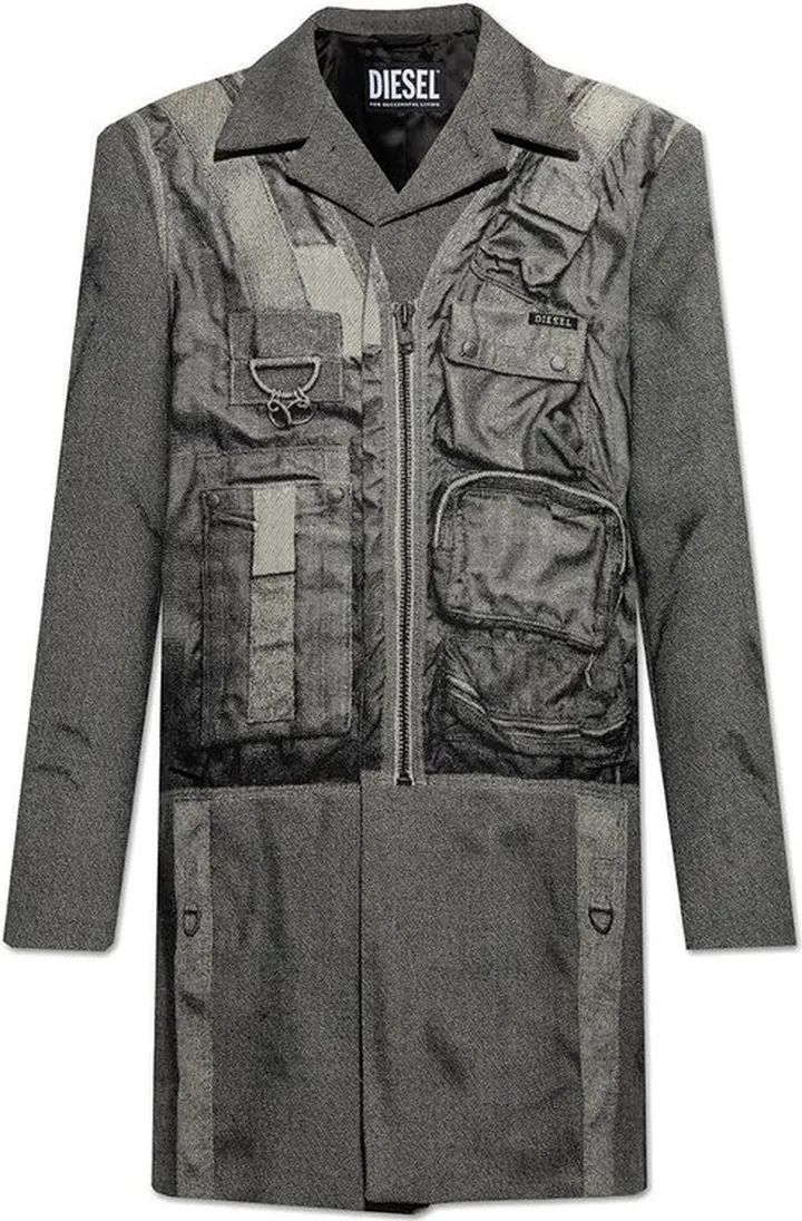Diesel J-Jett Graphic-Printed Single-Breasted Coat