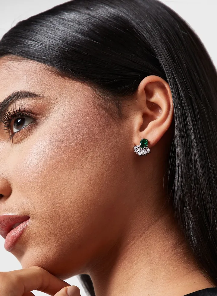 Cz Stud Floral Earrings