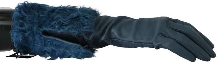 Dolce & Gabbana Mid Arm Leather Shearling Fur Women's Gloves