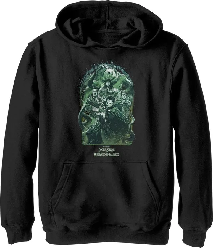 Boy's Marvel Doctor Strange in the Multiverse of Madness Group Shot Pull Over Hoodie - Black - Medium