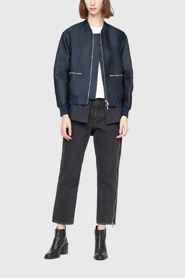 Layered Bomber Jacket in indigo