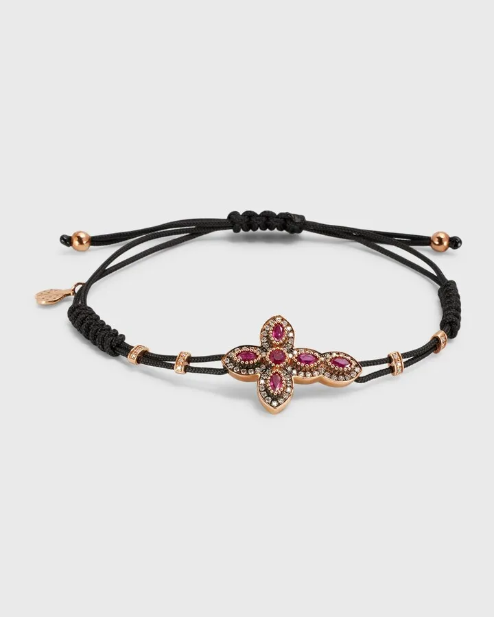 Ruby and Diamond Cross Pull Bracelet