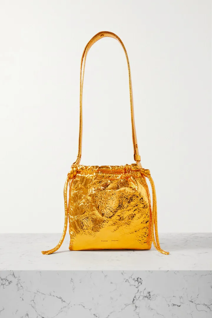 Proenza Schouler - Metallic Crinkled-leather Shoulder Bag - Gold