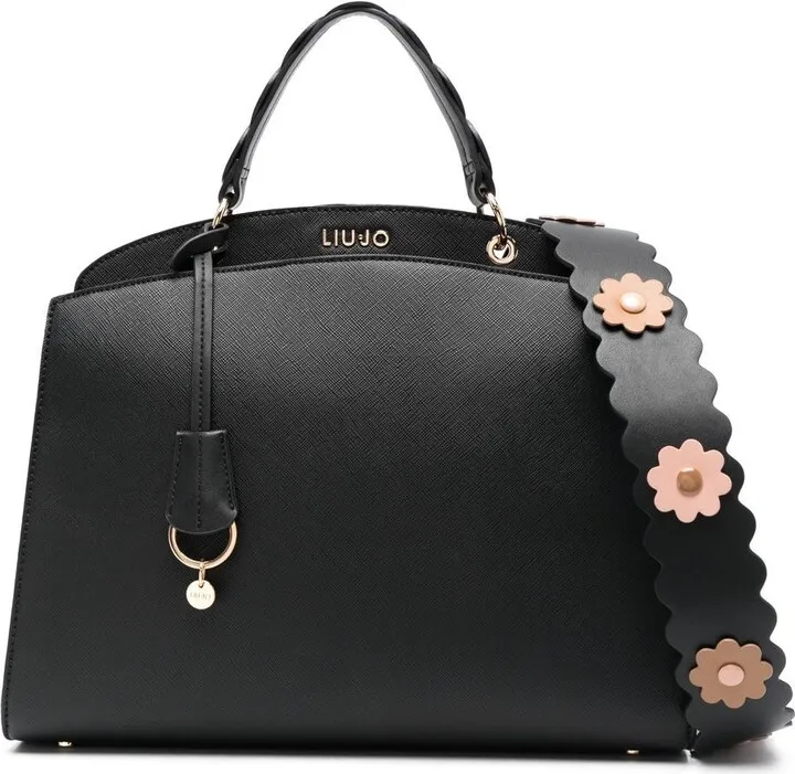 Floral-Appliqué Tote Bag