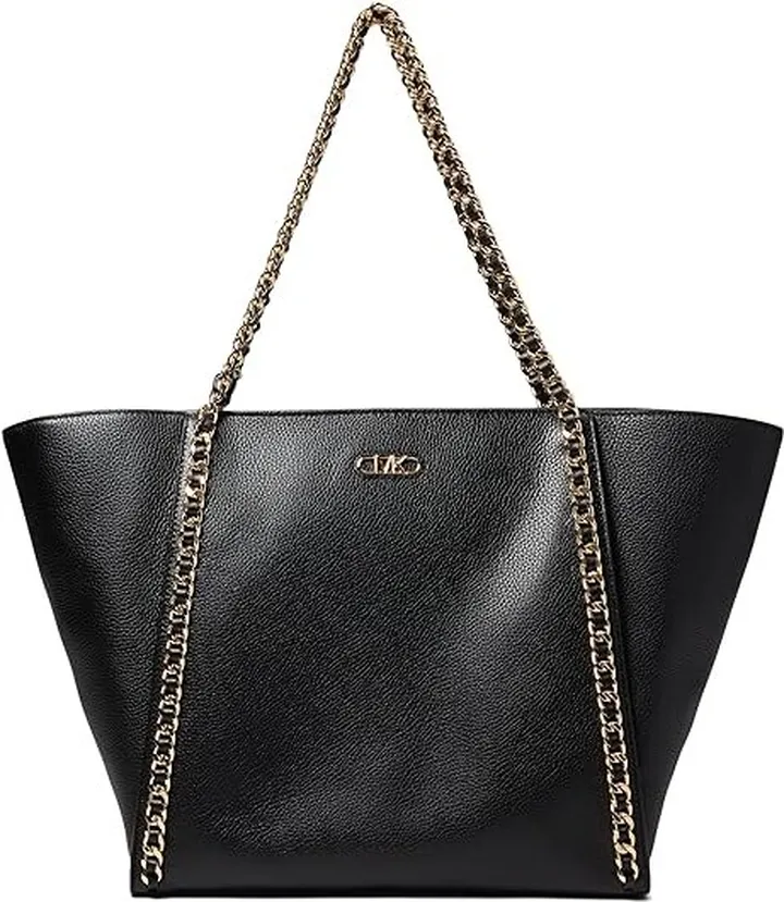 MICHAEL Michael Kors Westley Large Top Zip Chain Tote (Black) Handbags
