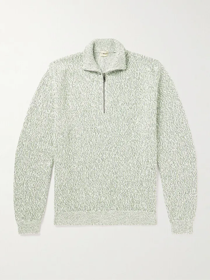 Ribbed Cotton Half-Zip Sweater