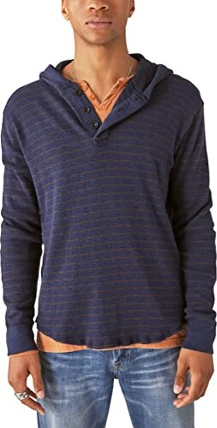 Lucky Brand mens Thermal Stripe Hoodley