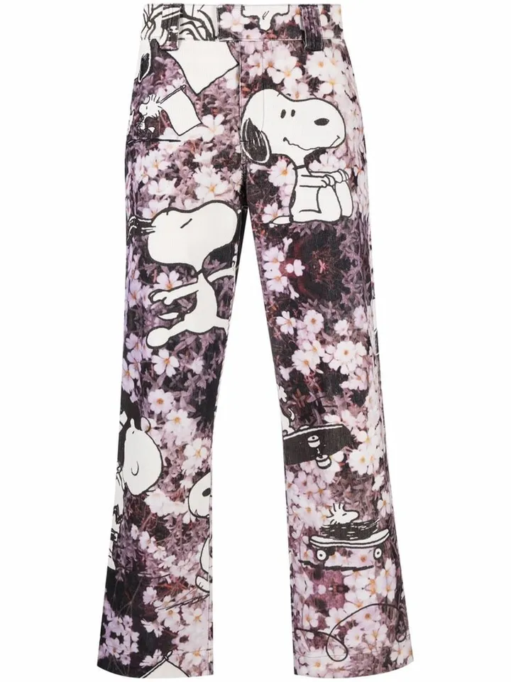 x Peanuts Fawna mix-print straight-leg trousers